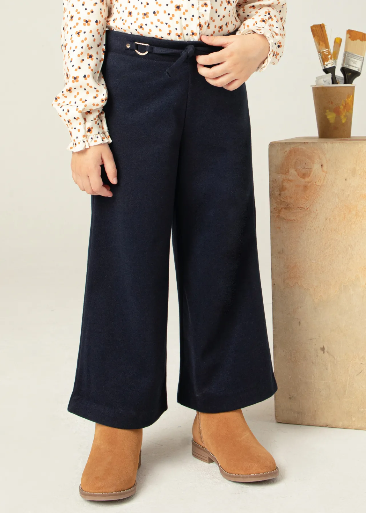 Mayoral Girl Wide Leg Pants with Tie Waist