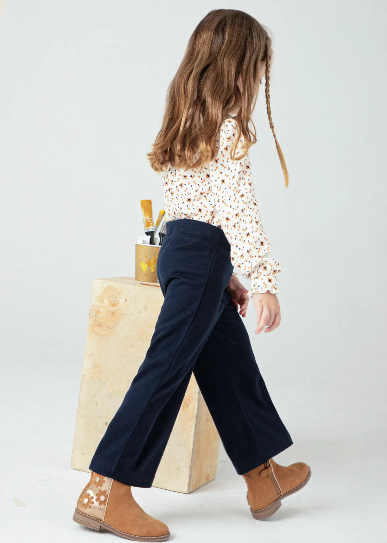 Mayoral Girl Wide Leg Pants with Tie Waist
