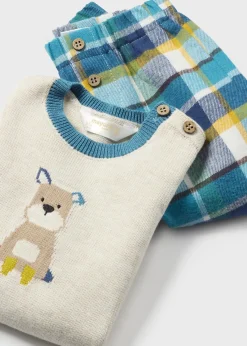 BOY Mayoral Newborn Animal Sweater and Pants Set