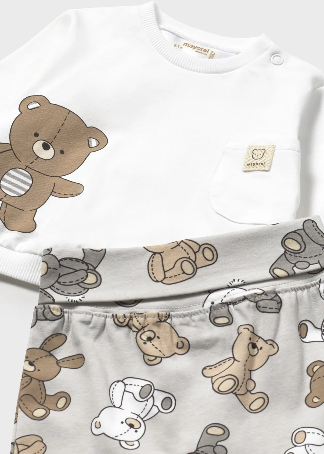 BOY Mayoral Newborn Bear Print Pants and Hoodie Set