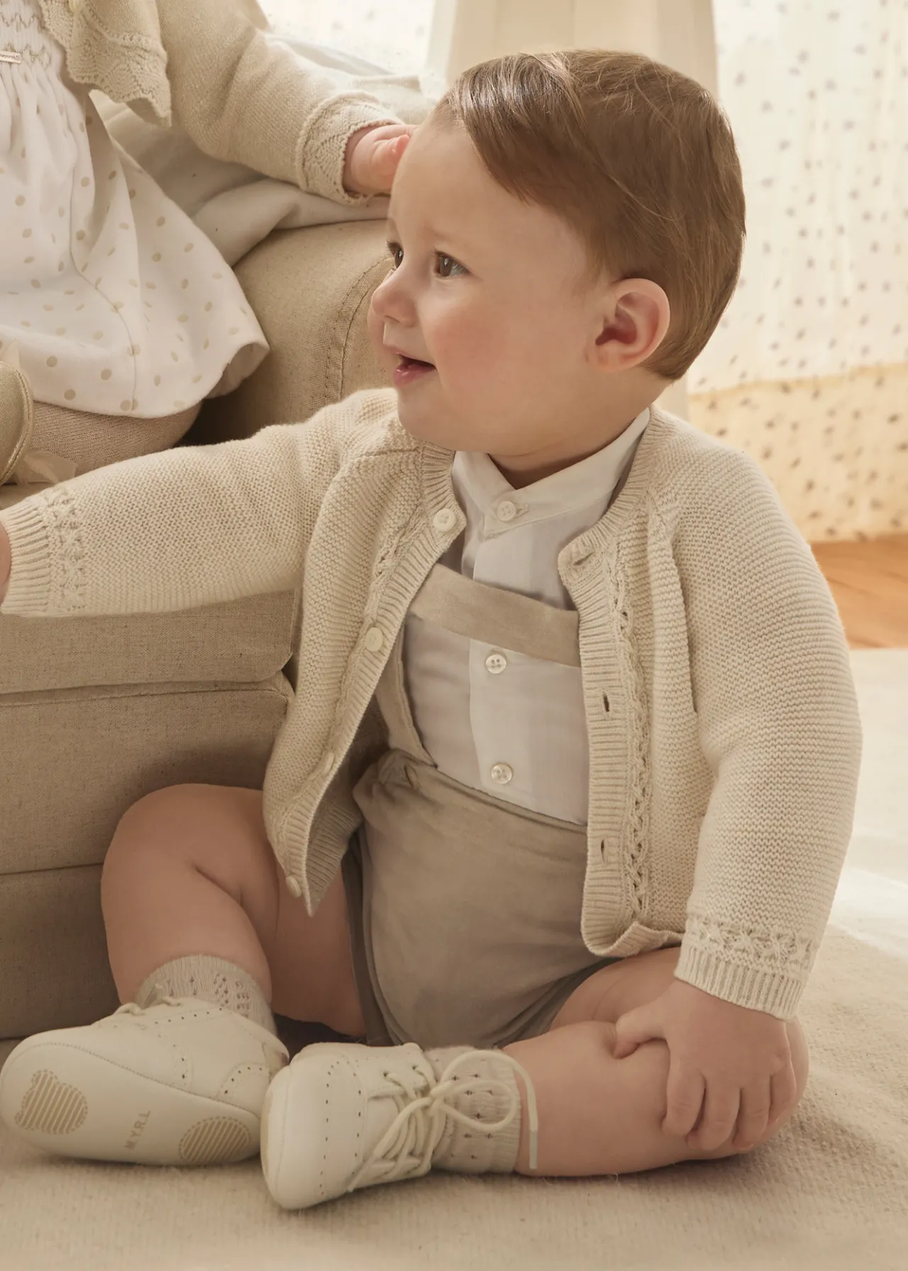 BOY Mayoral Newborn Bodysuit and Dungarees Set