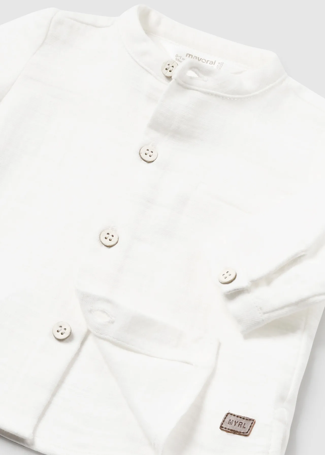 BOY Mayoral Newborn Boy Mao Collar Shirt