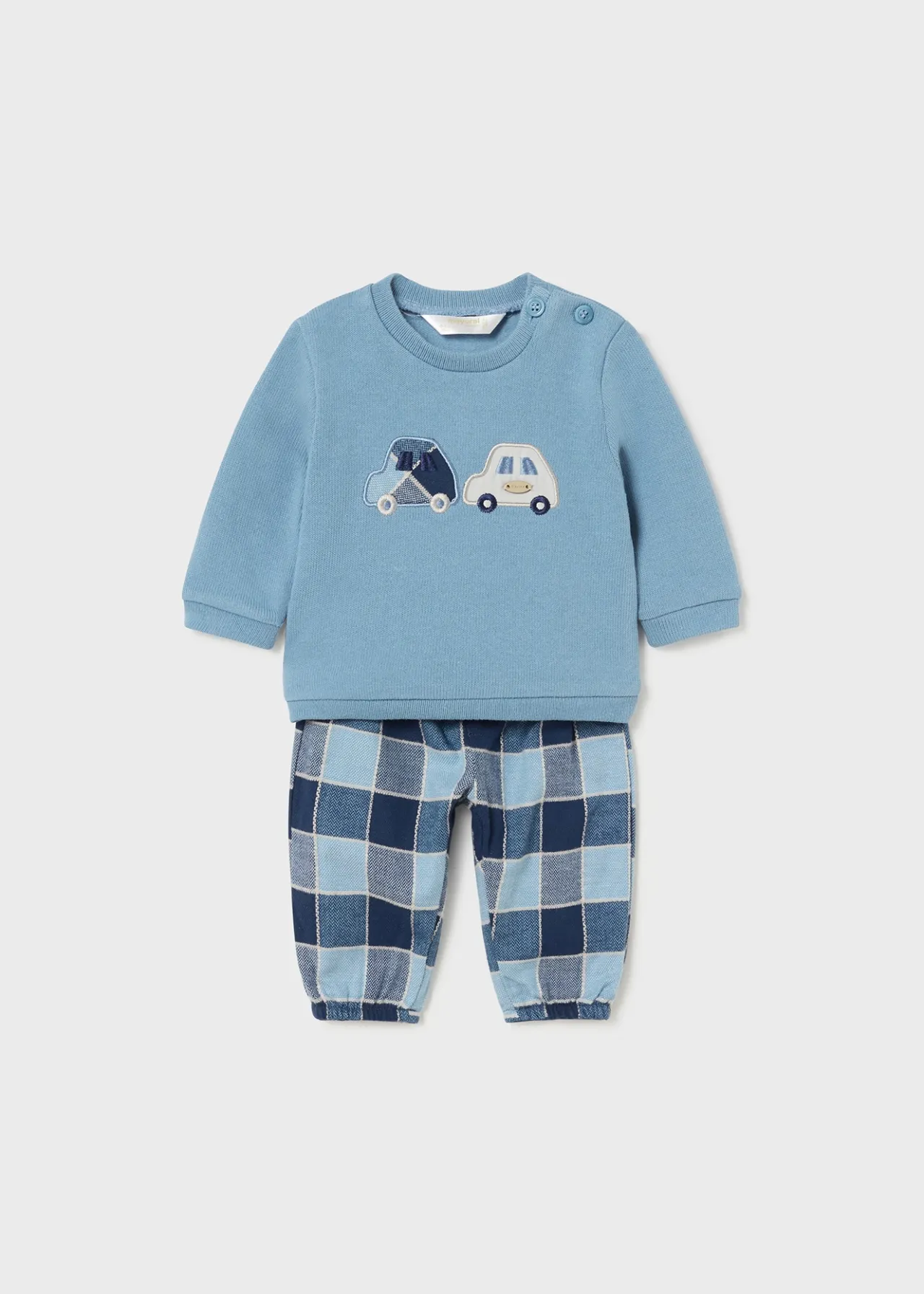 BOY Mayoral Newborn Checked Pants and Sweater Set