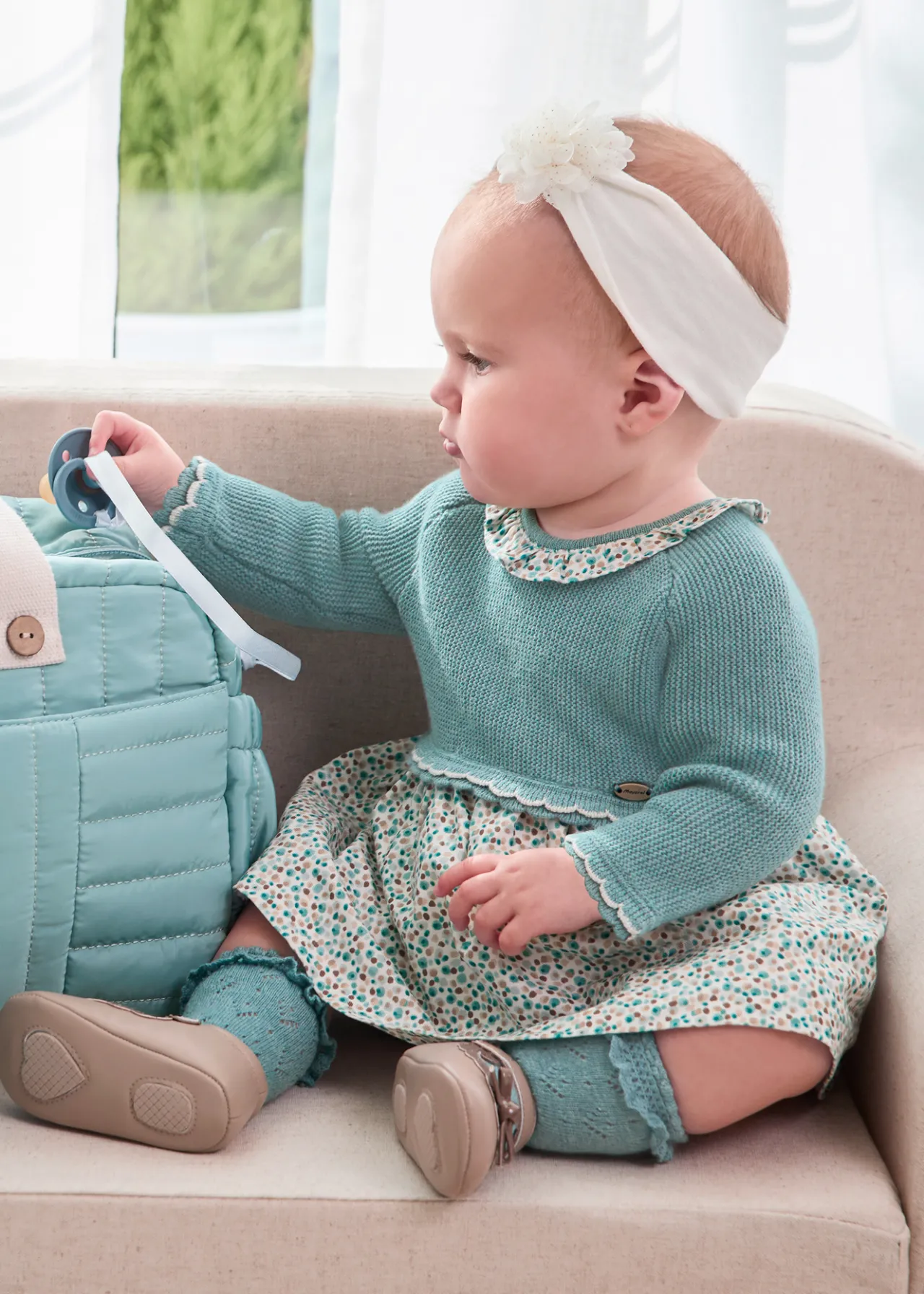 Mayoral Newborn Combined Knit Dress