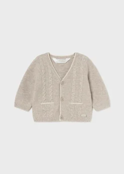 BOY Mayoral Newborn Contrast Knit Cardigan