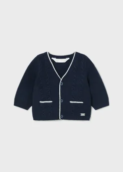 BOY Mayoral Newborn Contrast Knit Cardigan