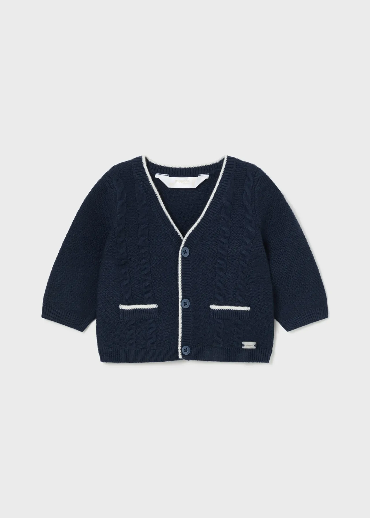 BOY Mayoral Newborn Contrast Knit Cardigan