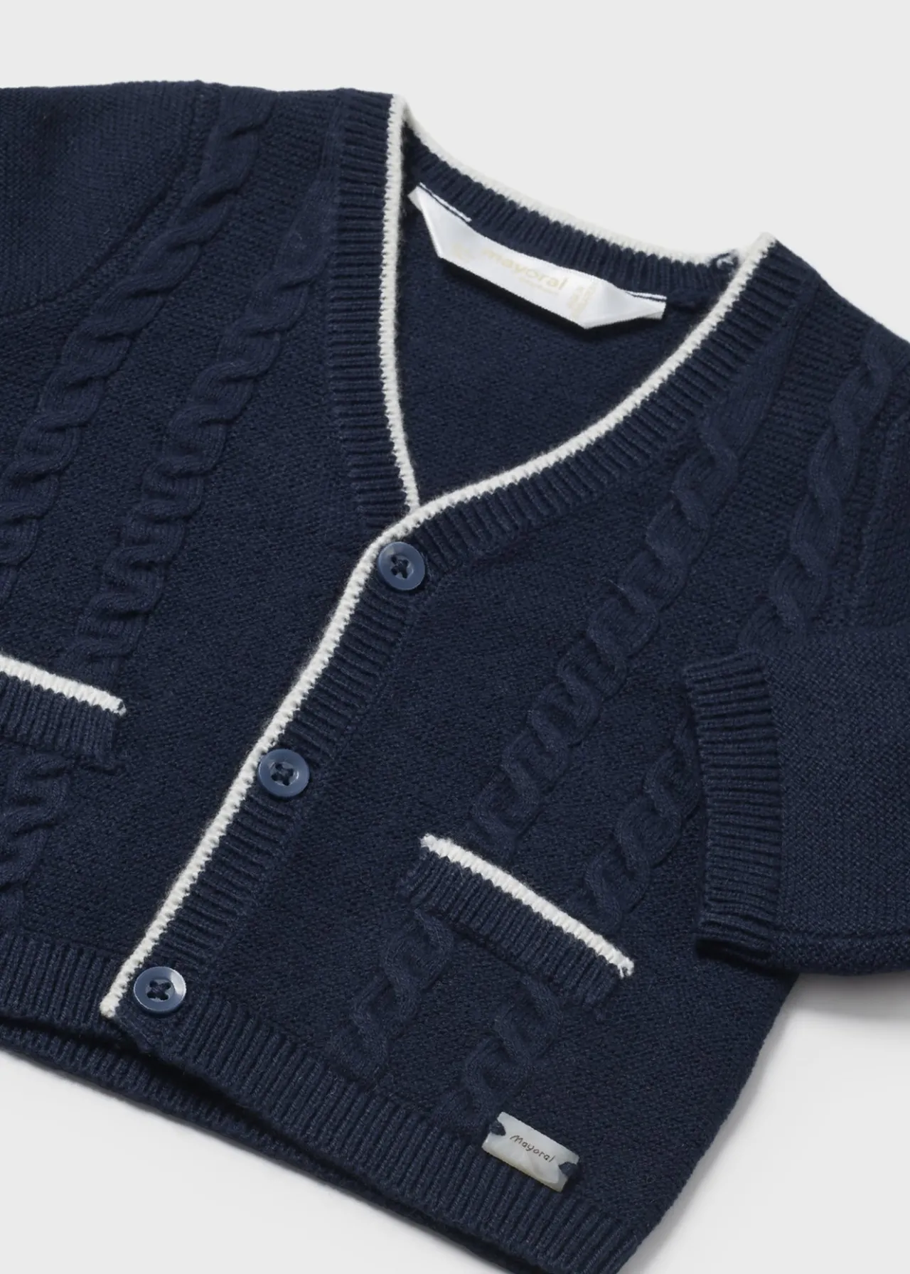 BOY Mayoral Newborn Contrast Knit Cardigan