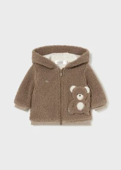 BOY Mayoral Newborn Faux Sheepskin Zip Hoodie