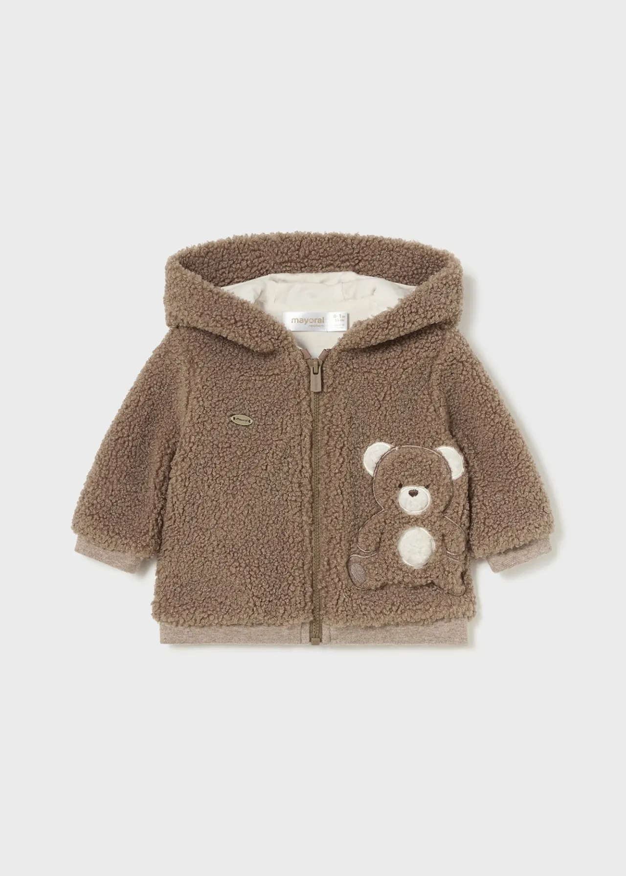 BOY Mayoral Newborn Faux Sheepskin Zip Hoodie