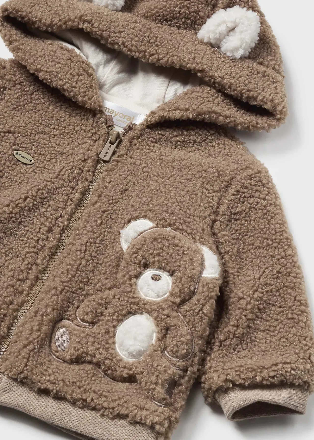 BOY Mayoral Newborn Faux Sheepskin Zip Hoodie