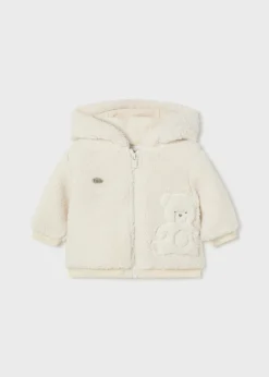 BOY Mayoral Newborn Faux Sheepskin Zip Hoodie