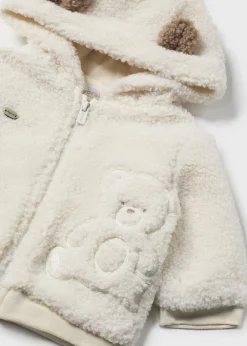 BOY Mayoral Newborn Faux Sheepskin Zip Hoodie