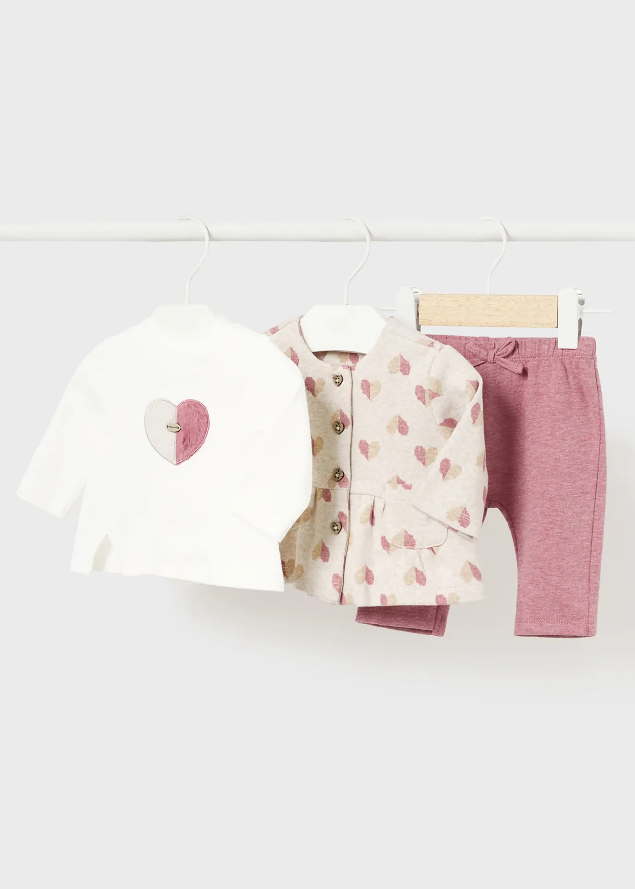 Mayoral Newborn Girl 3 Piece Heart Set