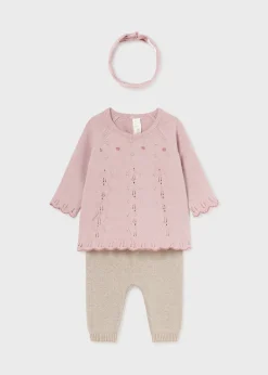 Mayoral Newborn Girl 3 Piece Knit Set
