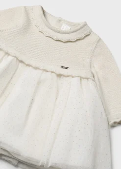 Mayoral Newborn Girl Combined Glitter Tulle Dress