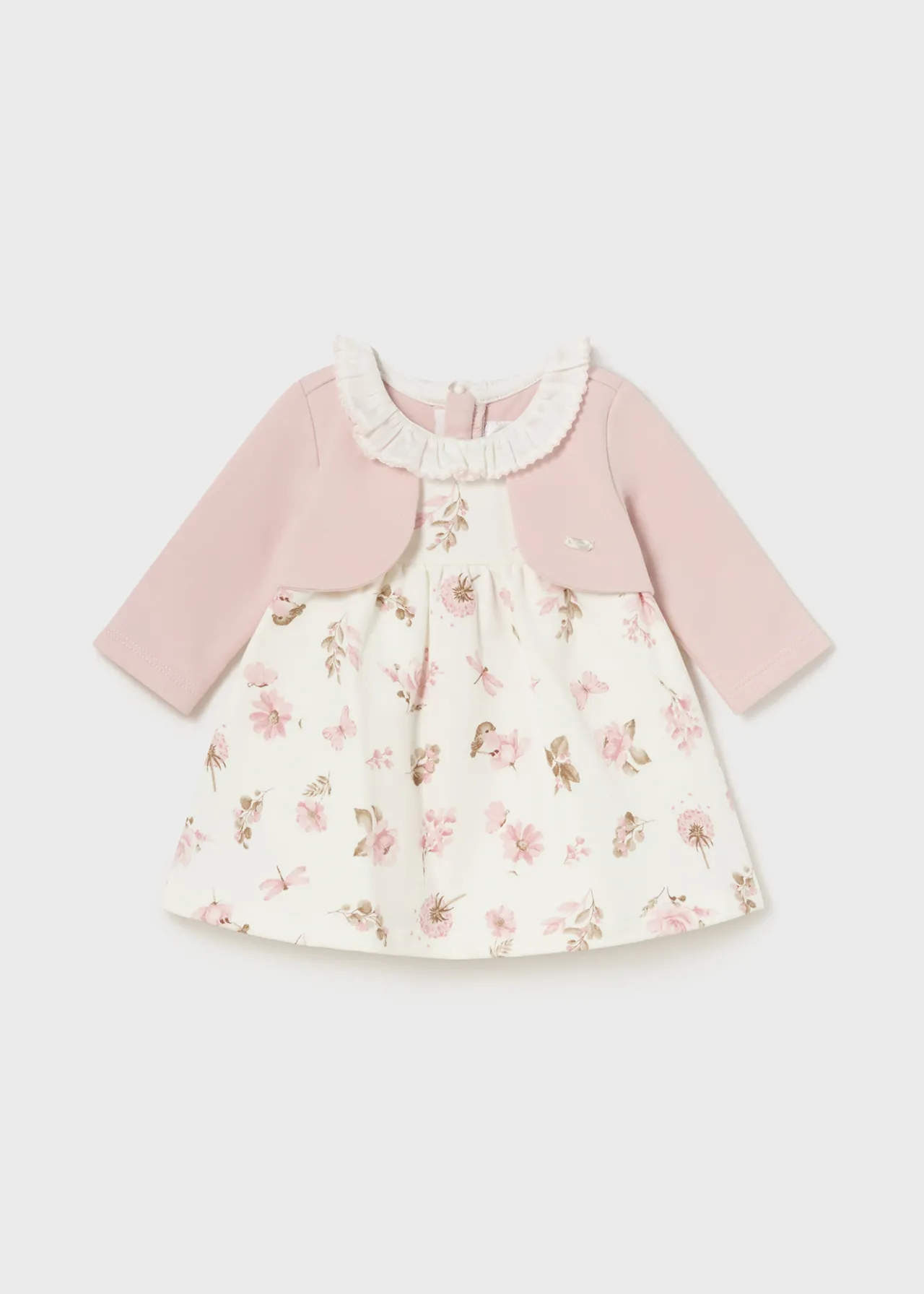 Mayoral Newborn Girl Dress with Faux Cardigan