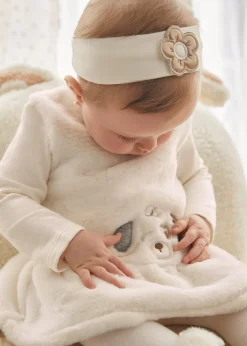 Mayoral Newborn Girl Faux Fur Dress with Headband