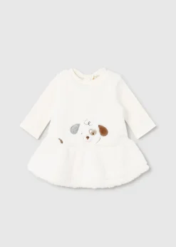 Mayoral Newborn Girl Faux Fur Dress with Headband