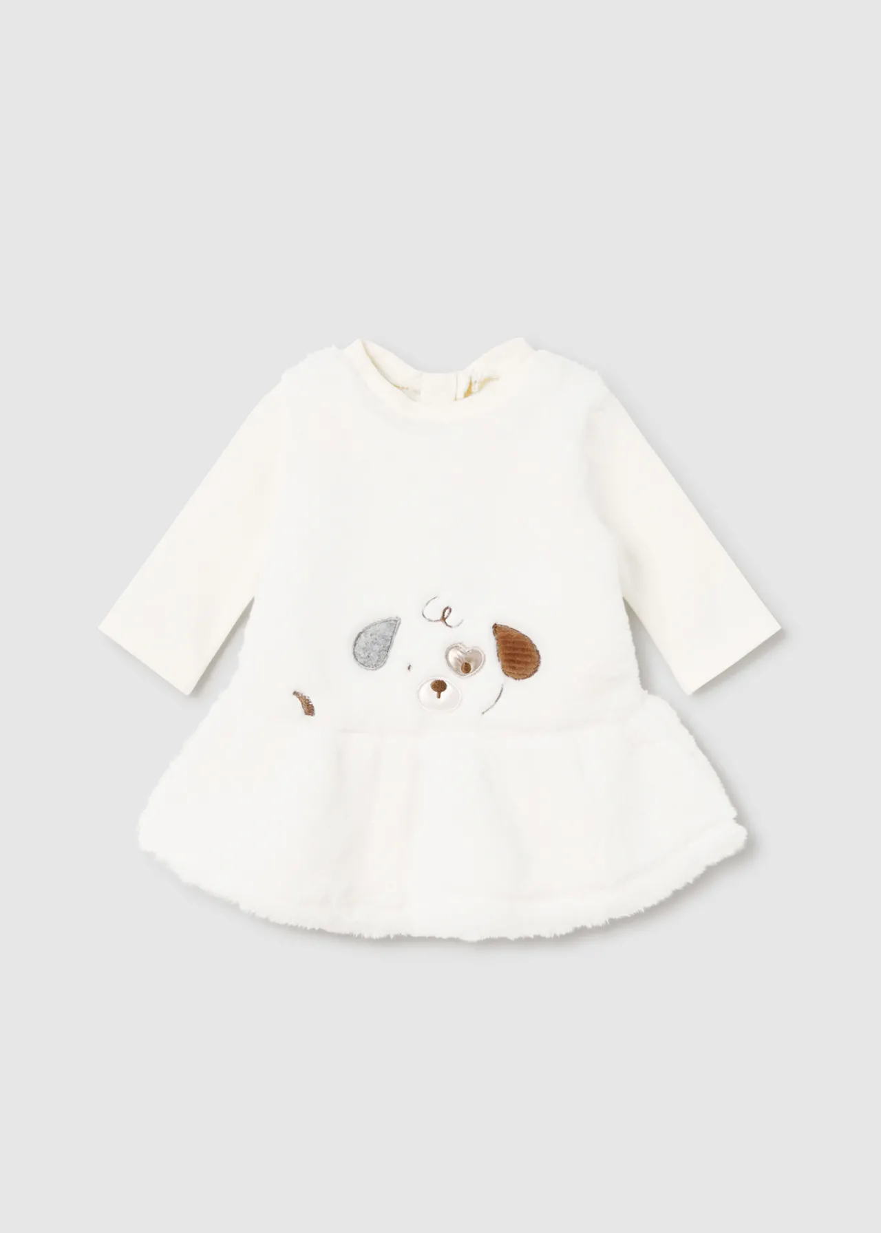 Mayoral Newborn Girl Faux Fur Dress with Headband