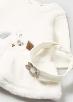 Mayoral Newborn Girl Faux Fur Dress with Headband