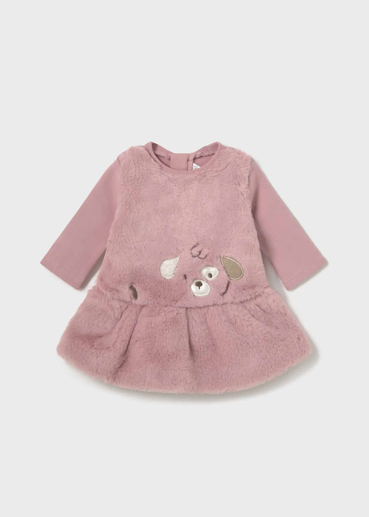 Mayoral Newborn Girl Faux Fur Dress with Headband