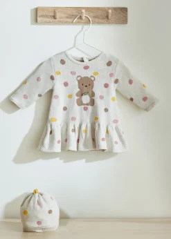 Mayoral Newborn Girl Knit Dress with Hat