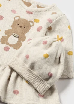 Mayoral Newborn Girl Knit Dress with Hat