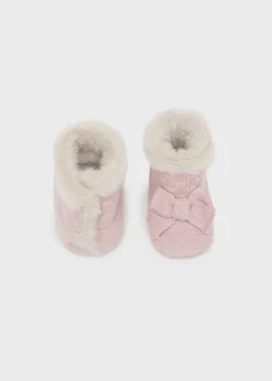 Mayoral Newborn Girl Knit Fur Boots