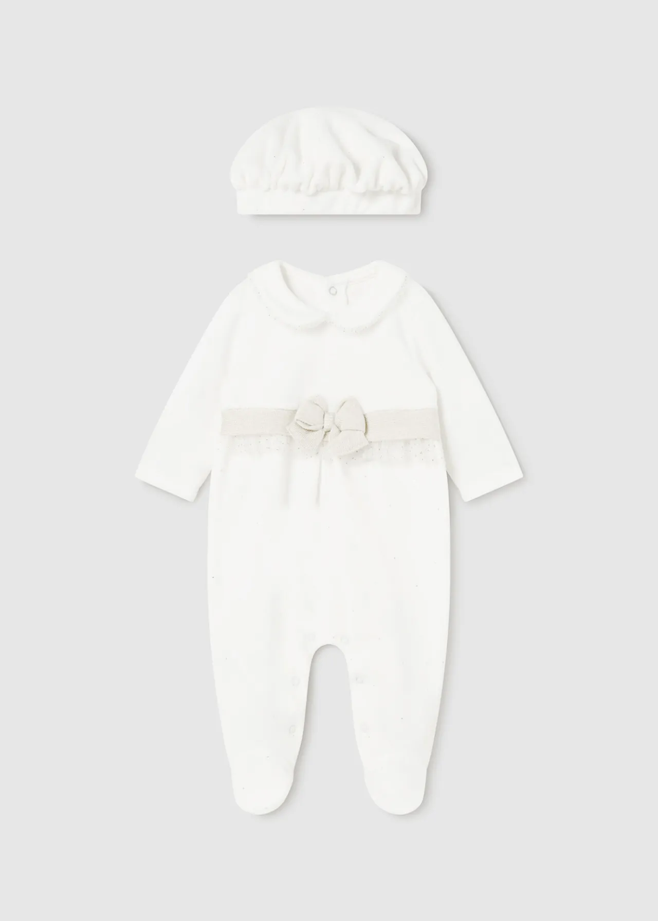 Mayoral Newborn Girl One-Piece with Beret