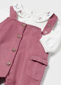 Mayoral Newborn Girl Ruffle Dungarees and T-Shirt Set