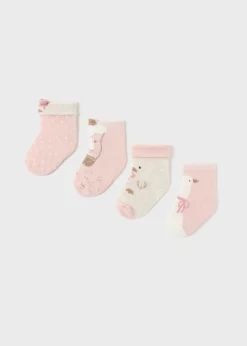 Mayoral Newborn Girl Set of 4 Duck Socks