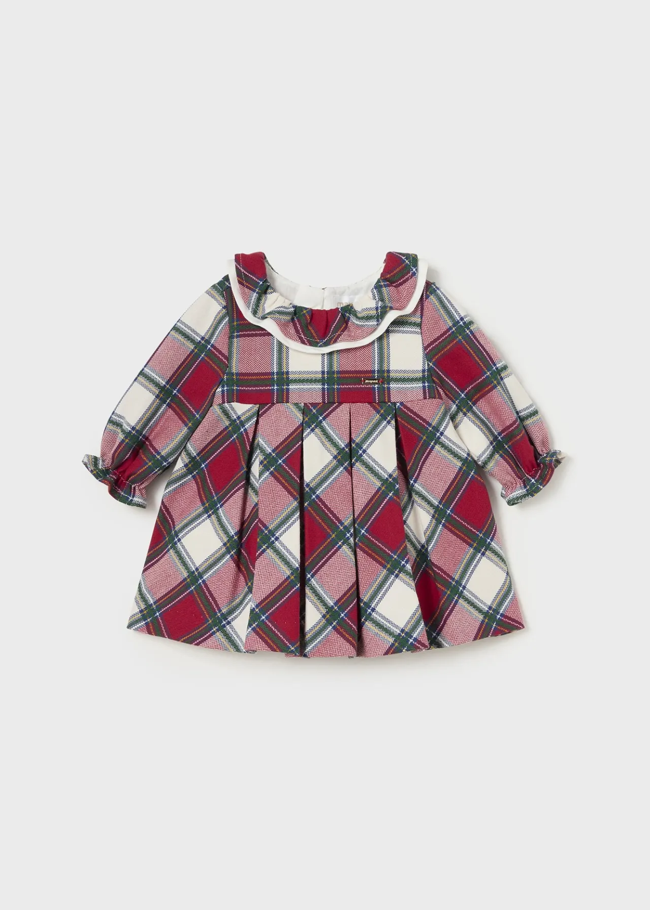 Mayoral Newborn Girl Tartan Ruffle Neck Dress