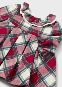 Mayoral Newborn Girl Tartan Ruffle Neck Dress