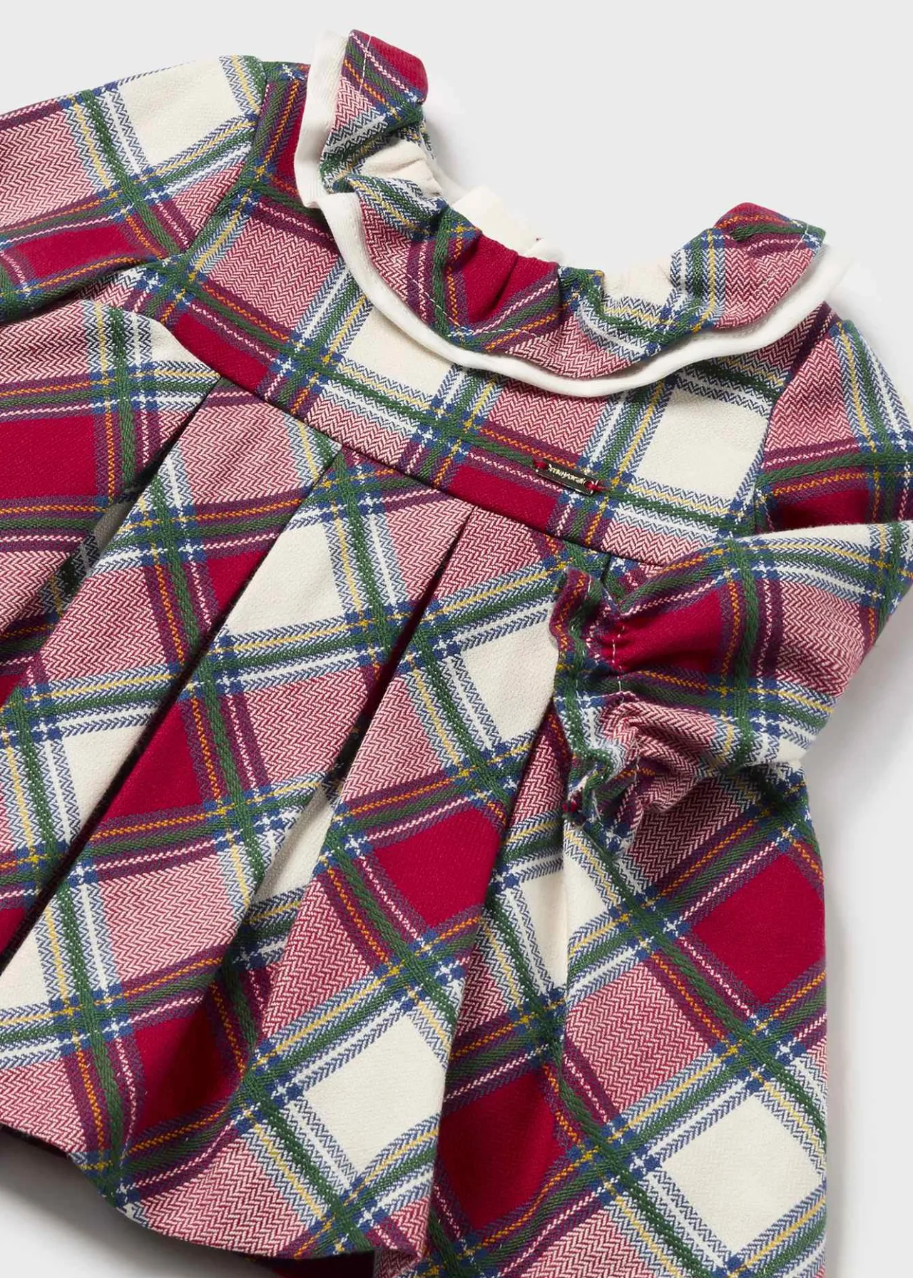 Mayoral Newborn Girl Tartan Ruffle Neck Dress