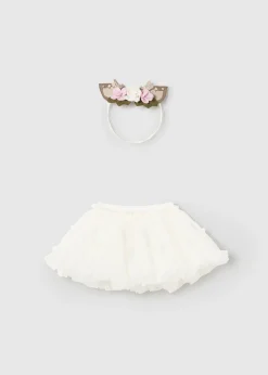 Mayoral Newborn Girl Tulle Skirt with Ear Headband