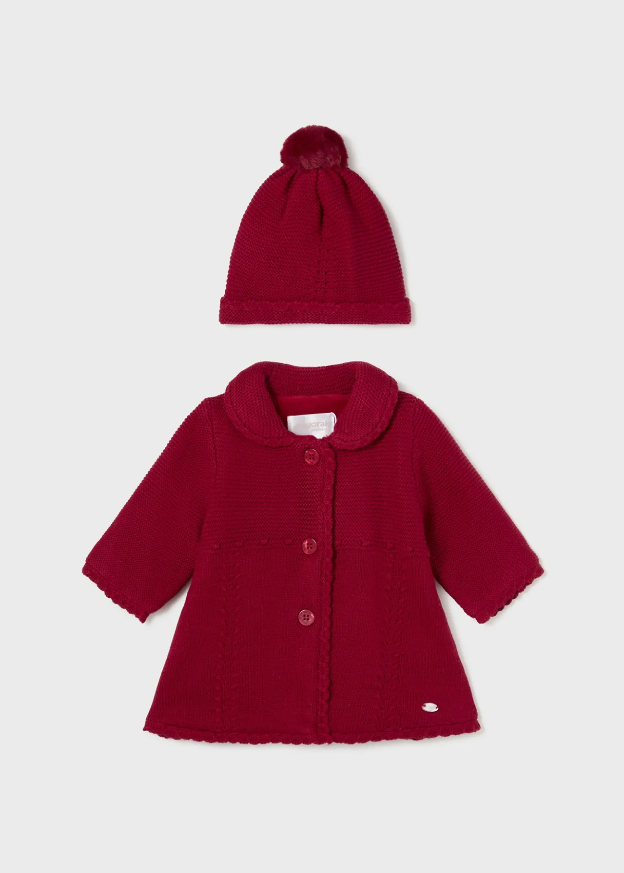 Mayoral Newborn Knit Coat with Hat