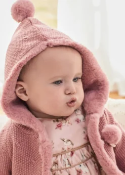 Mayoral Newborn Knit Faux Fur Jacket