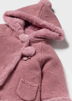 Mayoral Newborn Knit Faux Fur Jacket