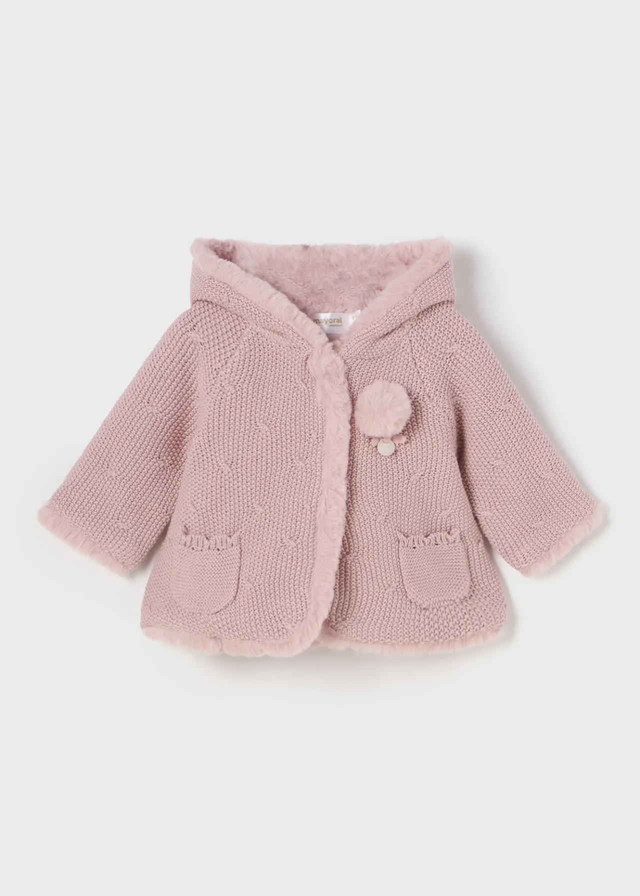 Mayoral Newborn Knit Faux Fur Jacket