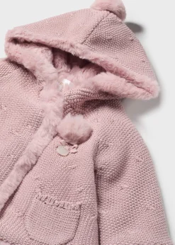 Mayoral Newborn Knit Faux Fur Jacket
