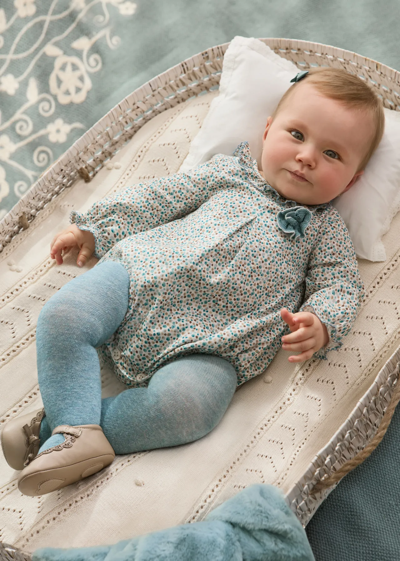 Mayoral Newborn Leggings and Floral Romper Set