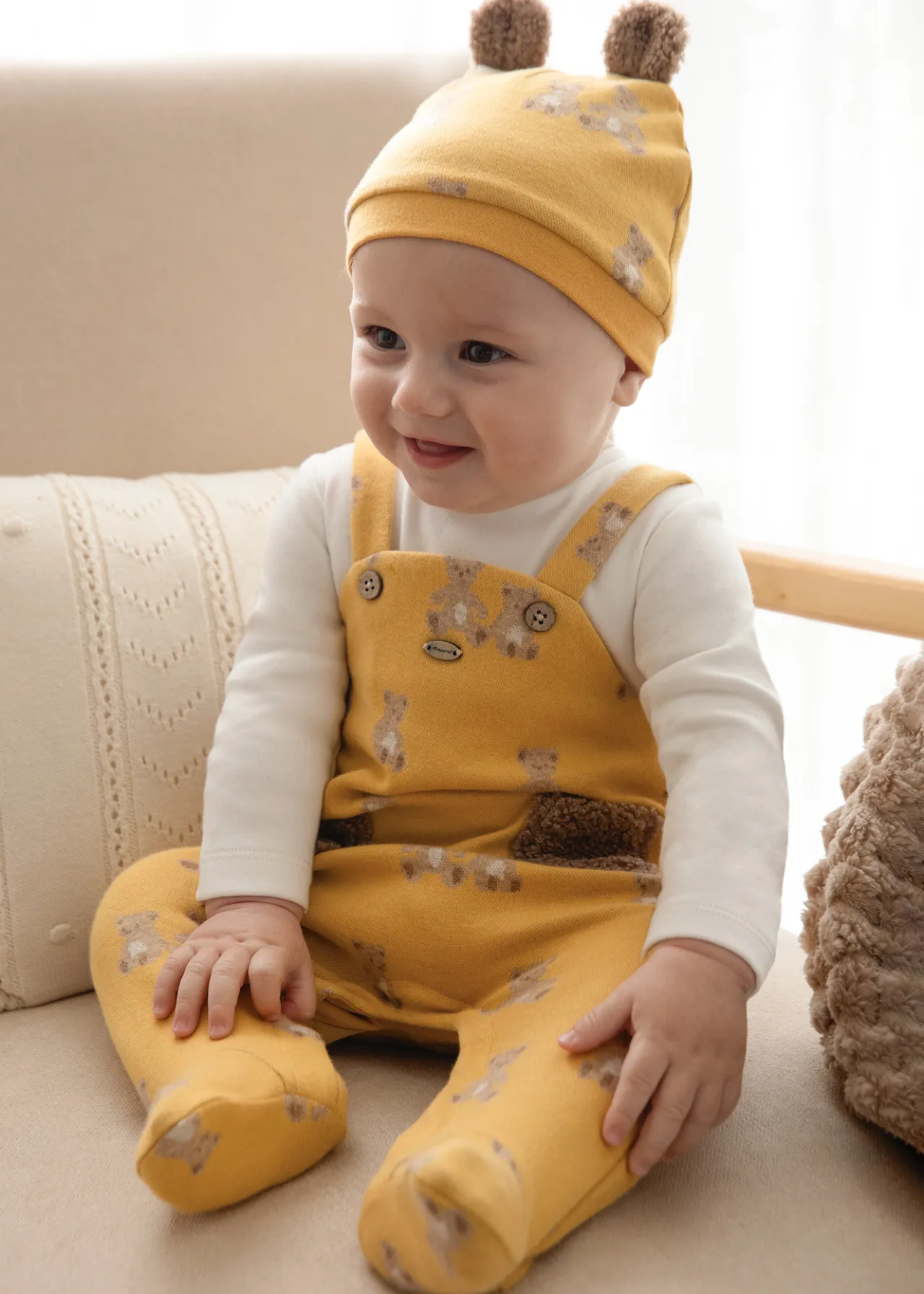 BOY Mayoral Newborn One-Piece and Hat with Ears