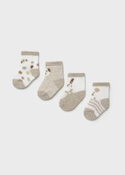 BOY Mayoral Newborn 4-Pack Animal Socks