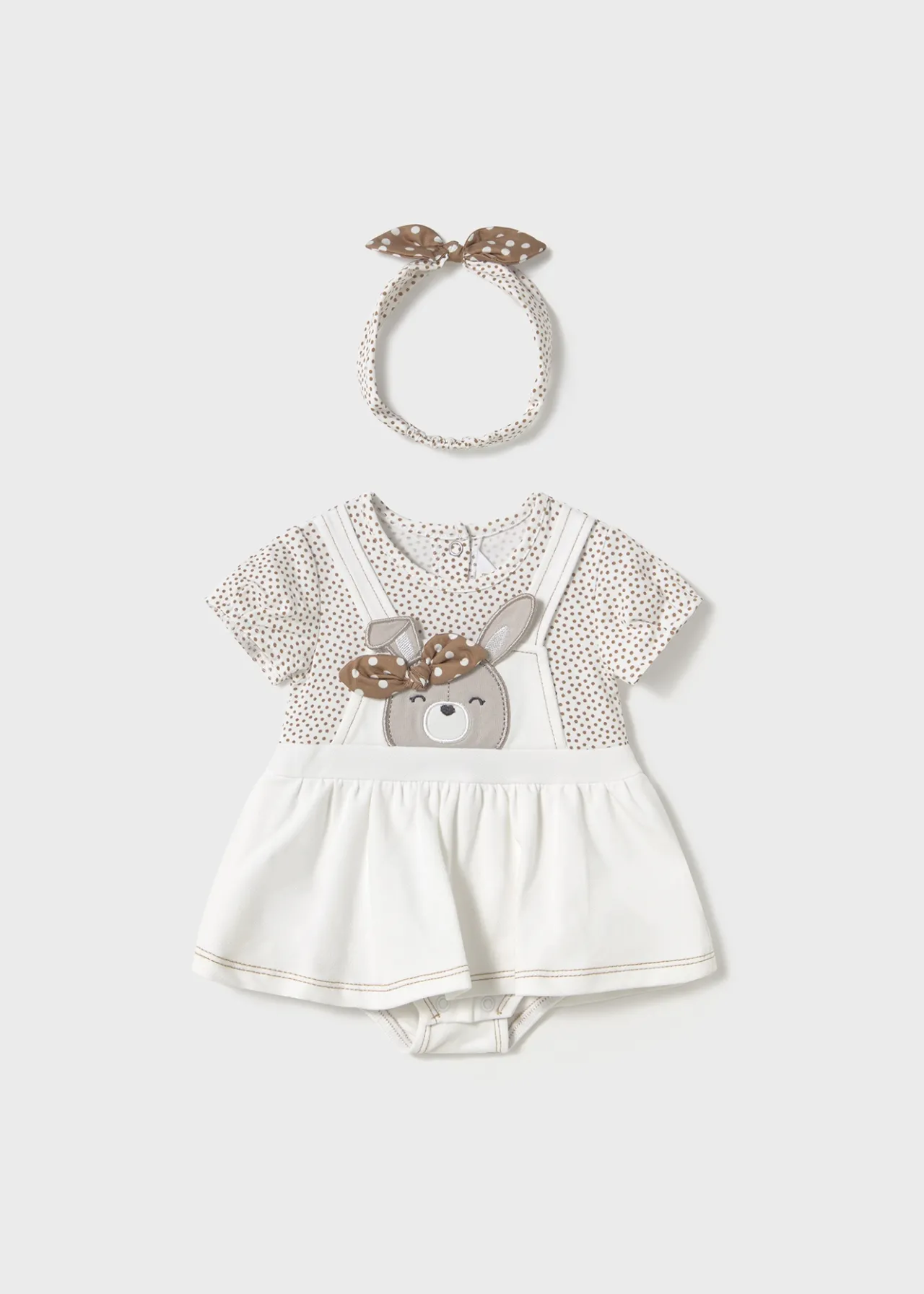 Mayoral Newborn Simulated Dungaree Romper with Headband