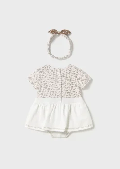 Mayoral Newborn Simulated Dungaree Romper with Headband