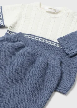BOY Mayoral Newborn Striped Sweater and Footed Pant Set
