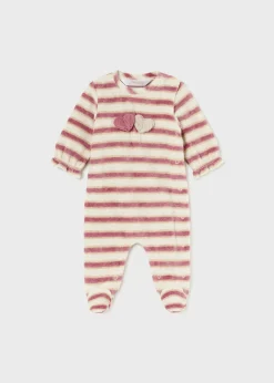 Mayoral Newborn Striped Velour One-Piece