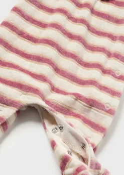 Mayoral Newborn Striped Velour One-Piece