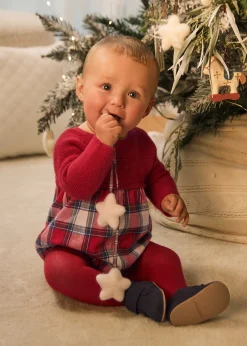 BOY Mayoral Newborn Tartan Romper and Tights Set